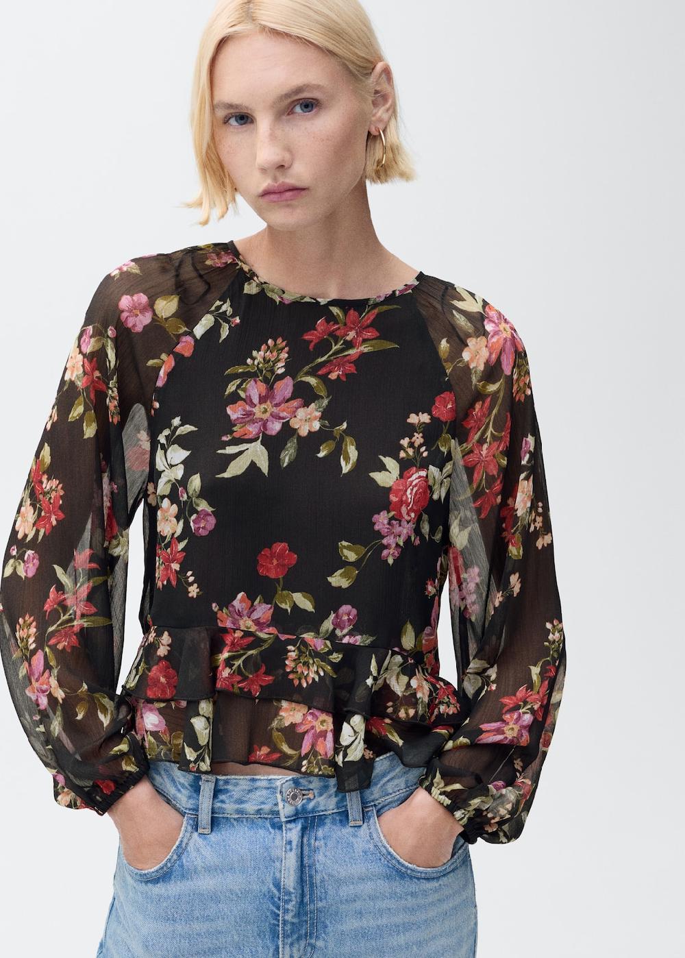 Mango Blusa floreale volant