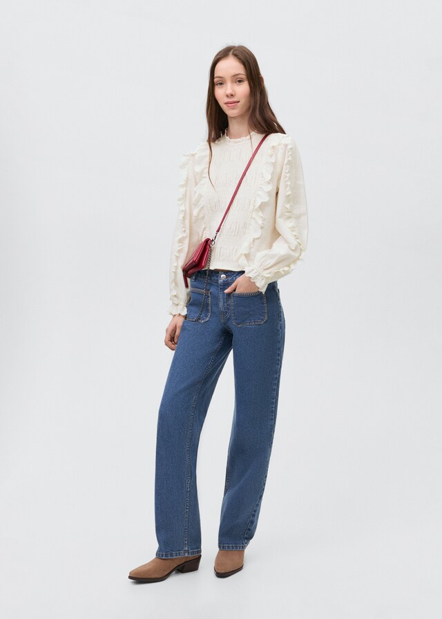 Mango Blusa Increspata Volant