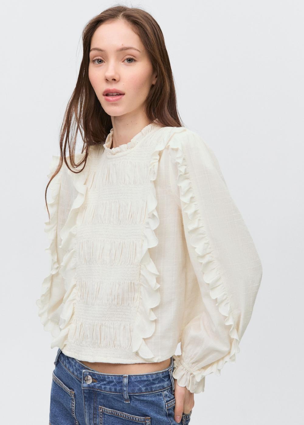 Mango Blusa increspata volant