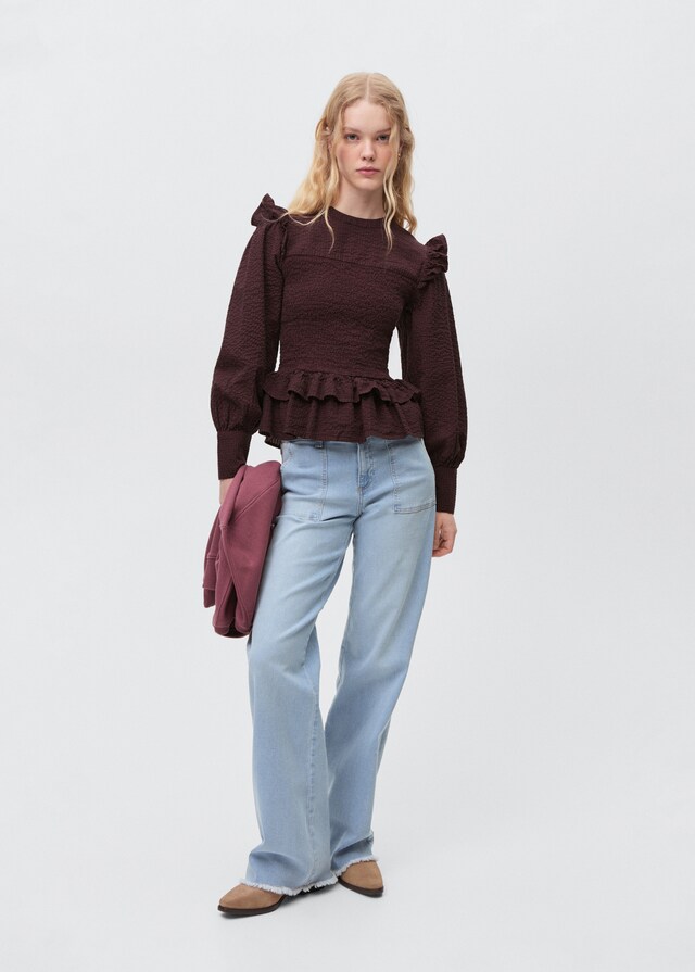 Mango Blusa Increspata Volant