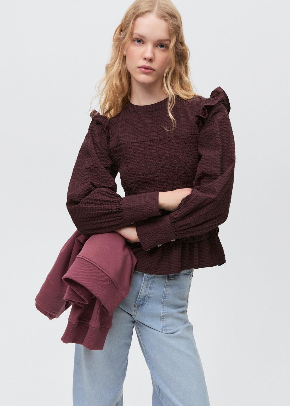 Mango Blusa increspata volant