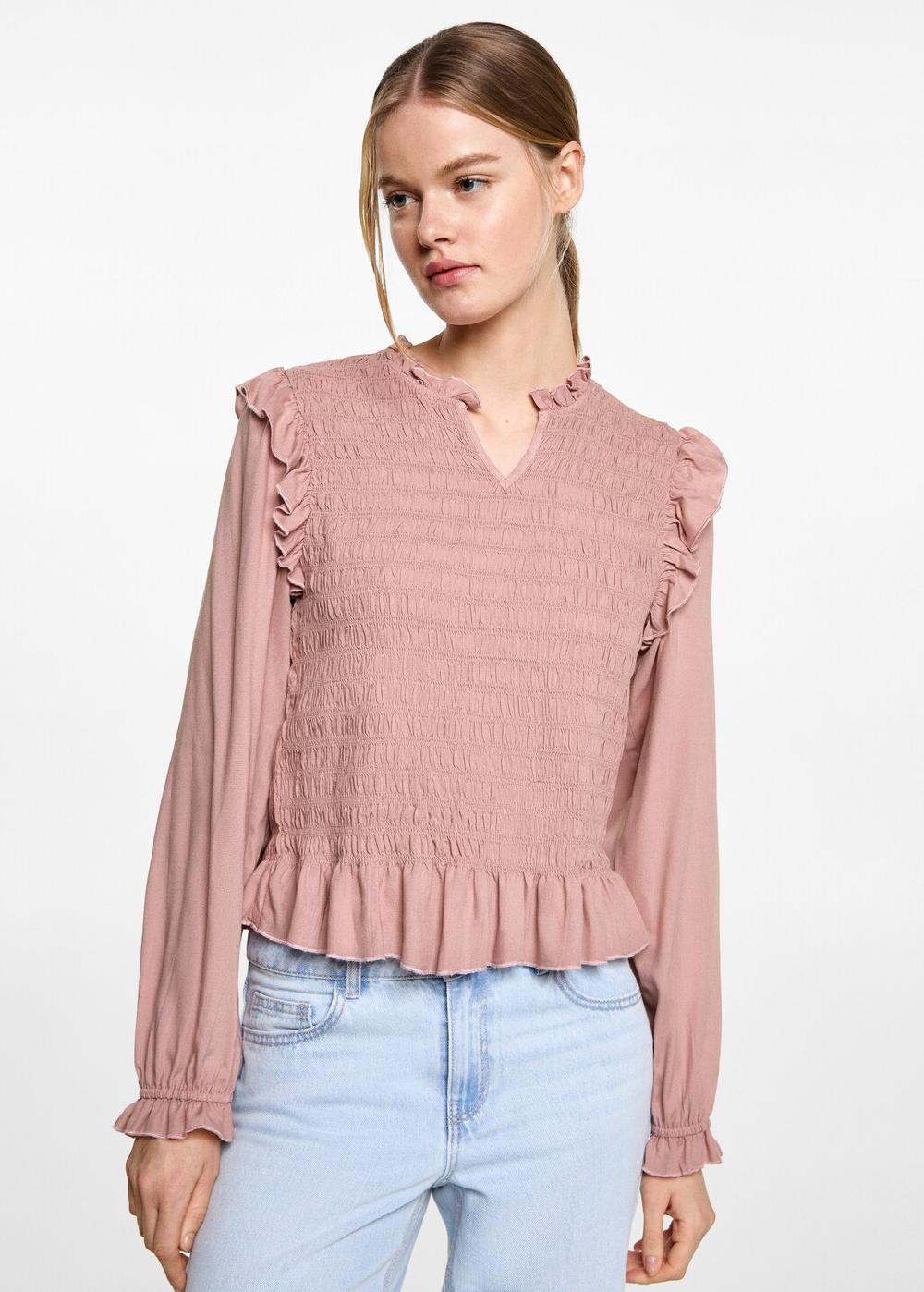 Mango Blusa increspata volant