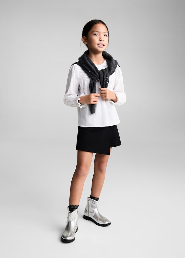 Mango Blusa Plissettata Strass