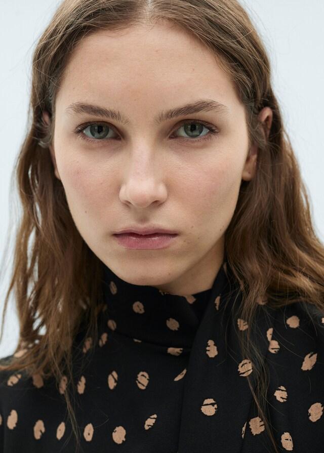 Mango Blusa Pois Collo Drappeggiato