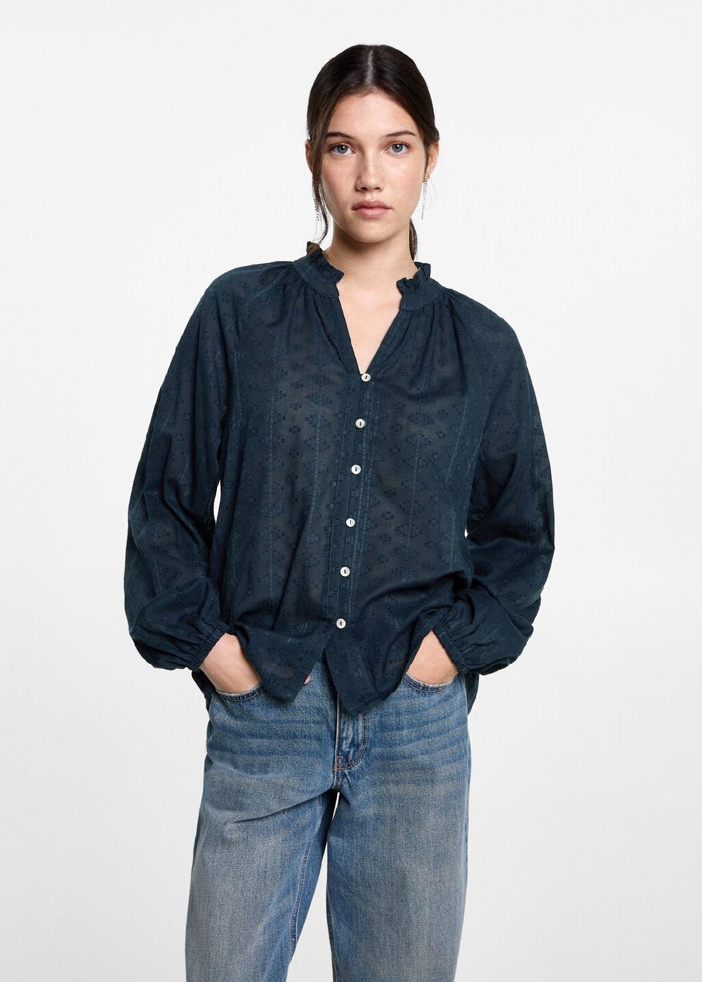 Mango Blusa ricamata testurizzata
