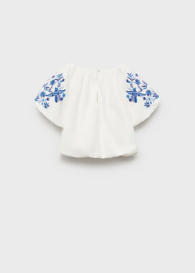 Mango Blusa Ricamo Maniche A Palloncino