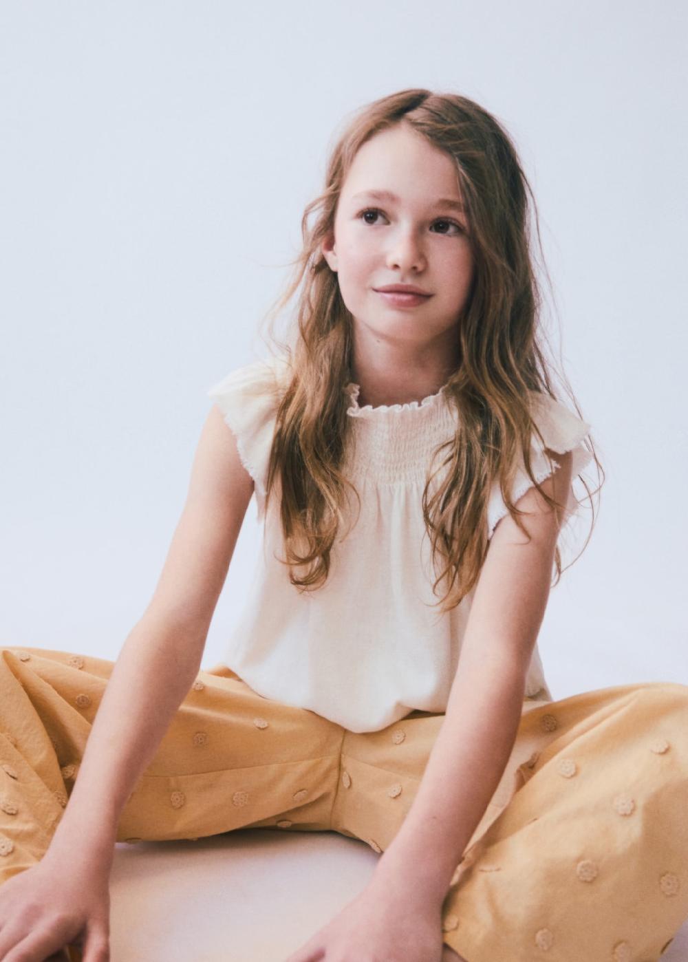 Mango Blusa volants lino