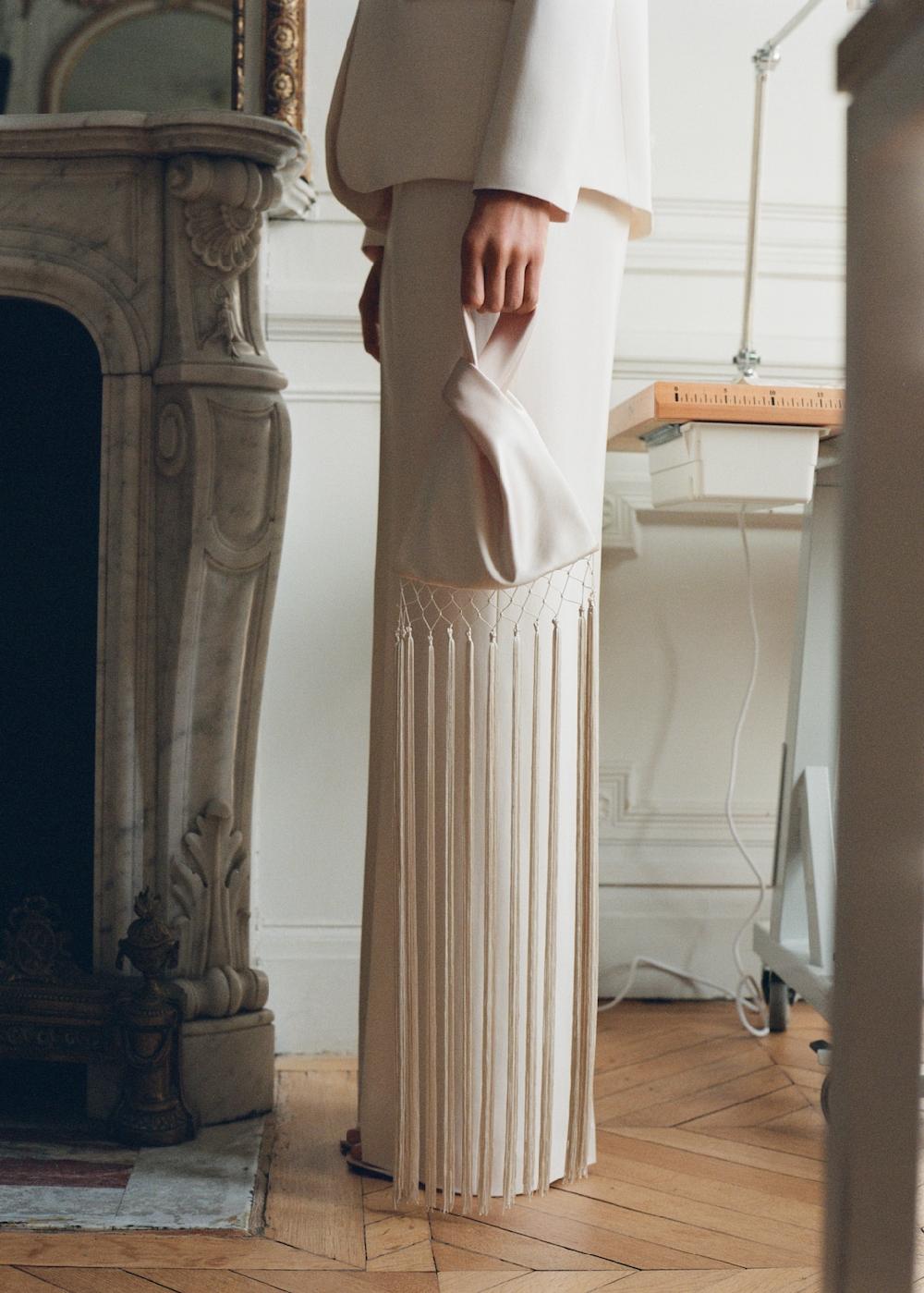 Mango Borsa a mano raso finitura frange