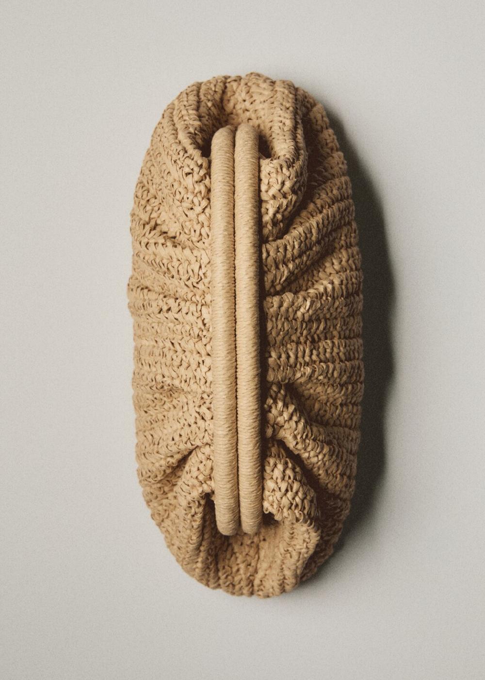 Mango Borsetta da mano fibra naturale