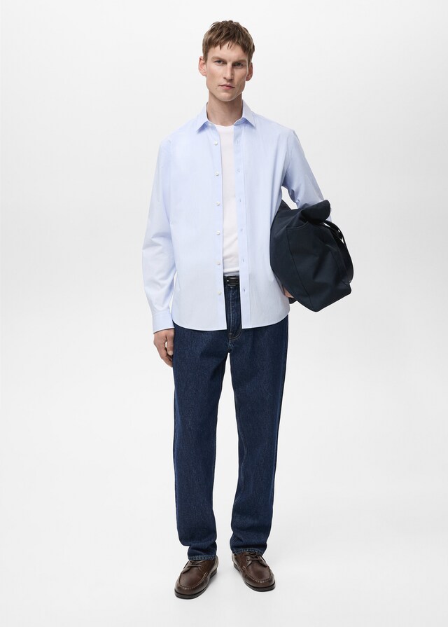 Mango Camicia 100% Cotone Righe Slim-fit