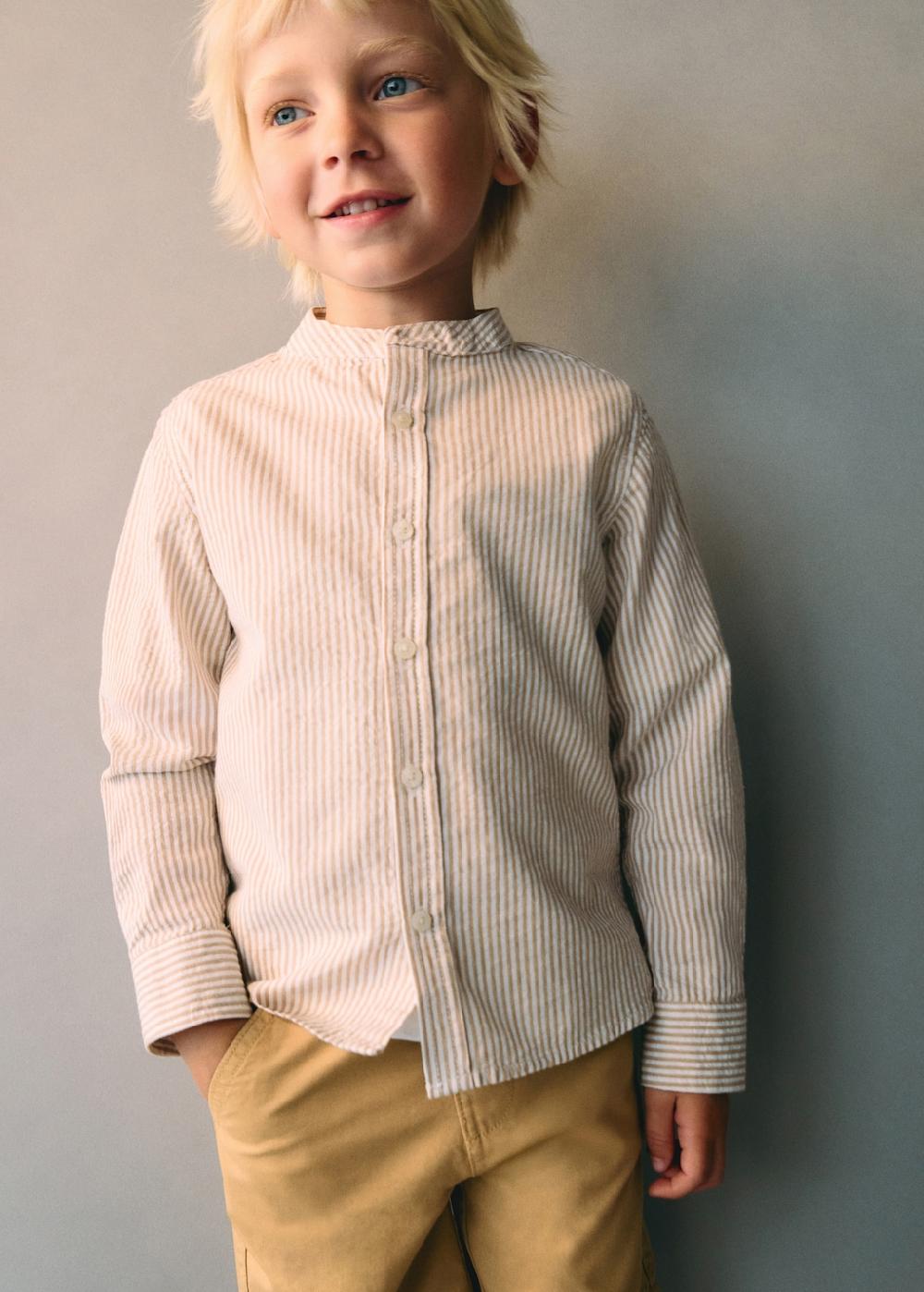 Mango Camicia collo alla coreana righe