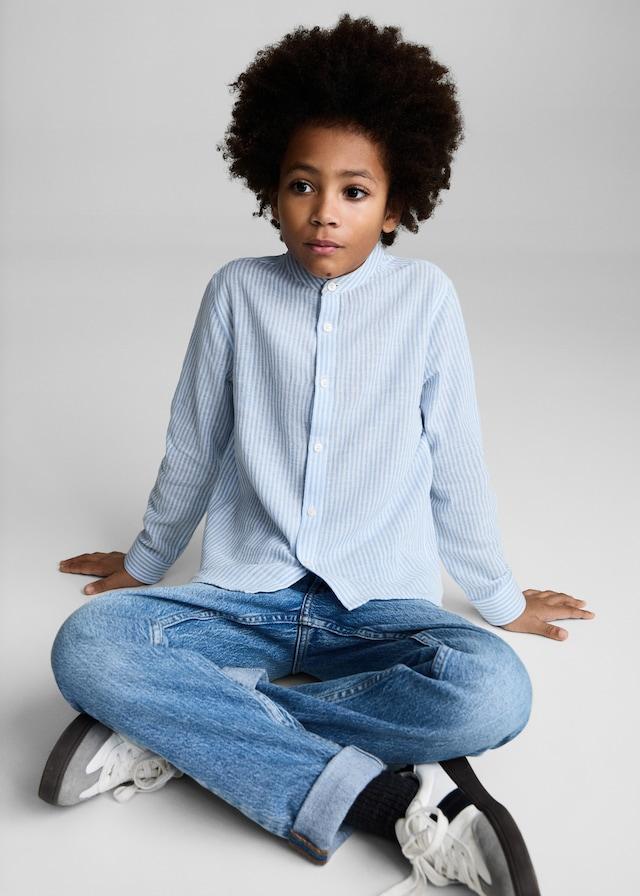 Mango Camicia Cotone Lino Righe