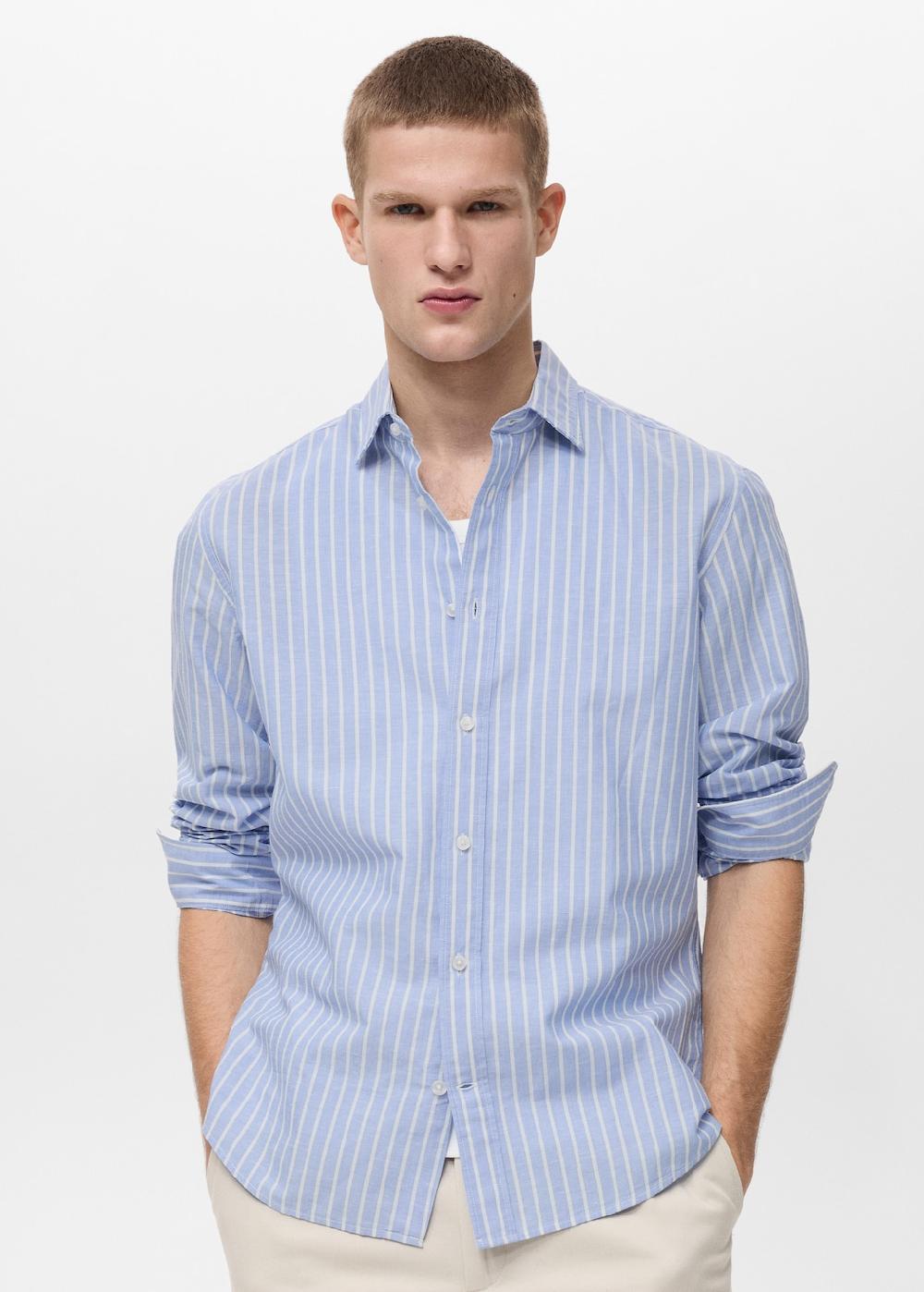 Mango Camicia cotone lino righe