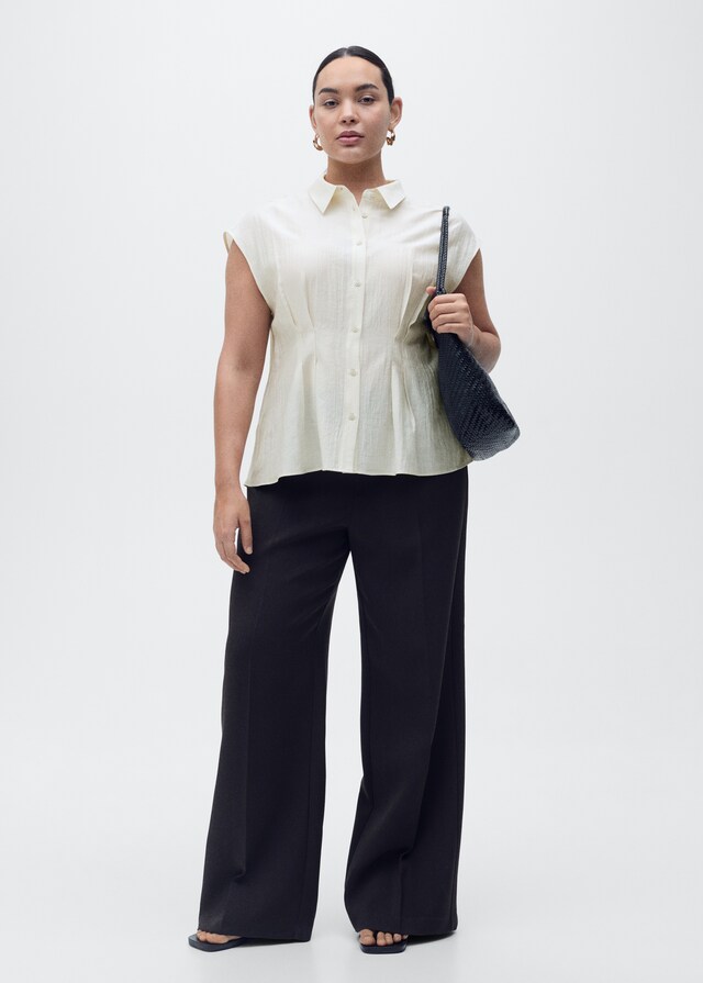 Mango Camicia Pinces Maniche Corte