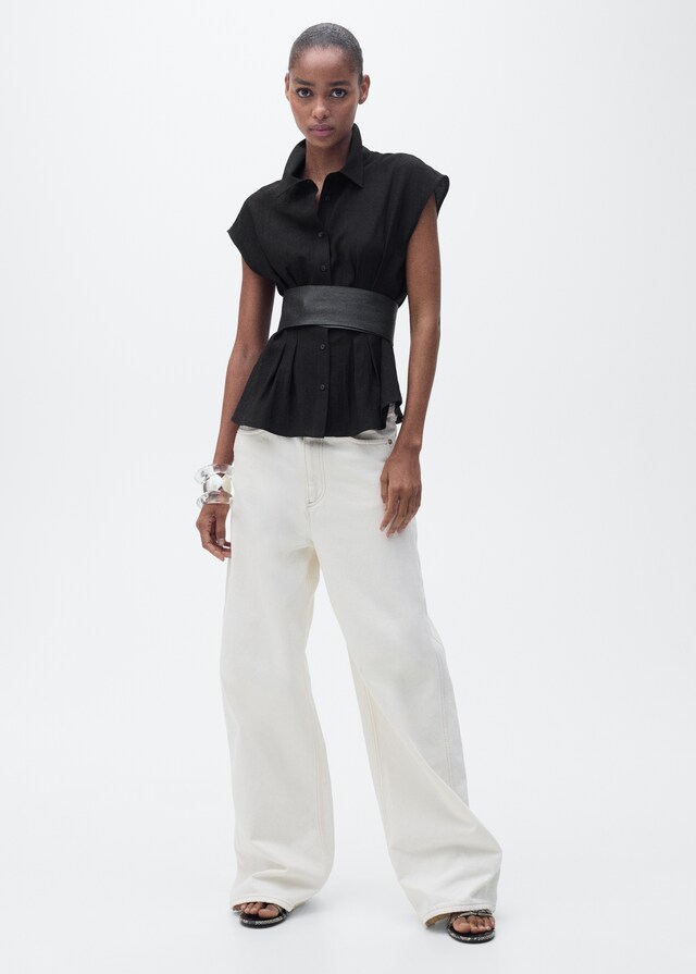 Mango Camicia Pinces Maniche Corte