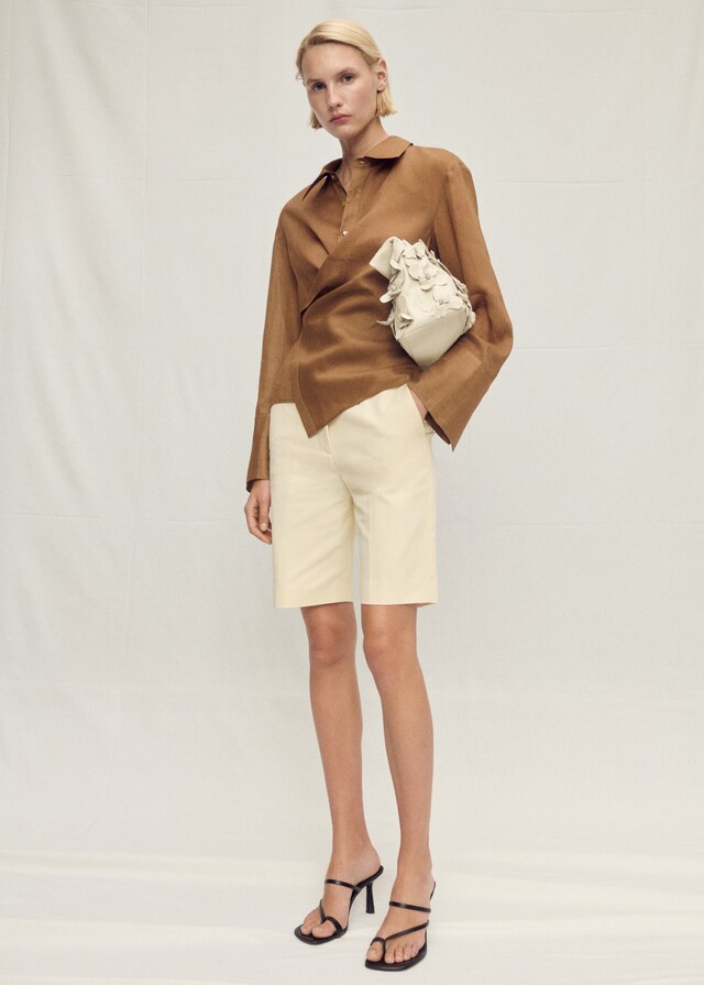 Mango Camicia Ramio Bordo Inferiore Asimmetrico