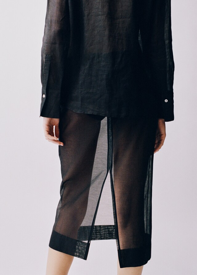 Mango Camicia Ramio Bottoni Nascosti