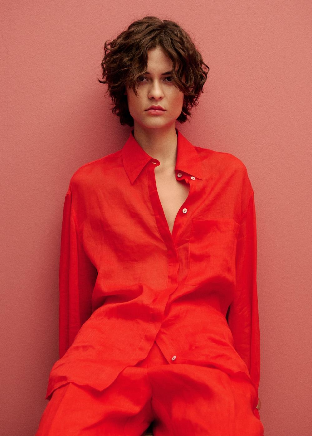 Mango Camicia regular-fit ramio tasca