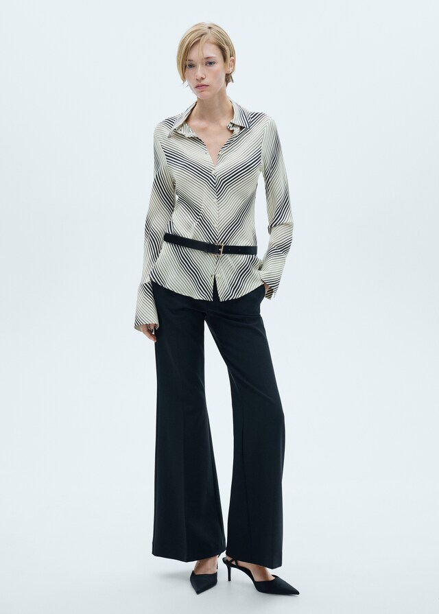 Mango Camicia Righe Maniche Scampanate