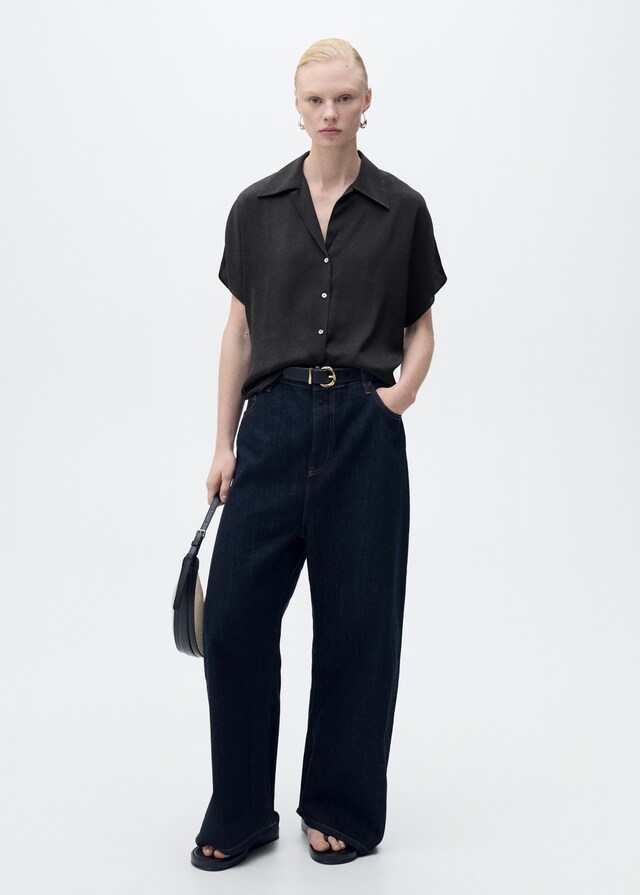 Mango Camicia Satinata Maniche Corte