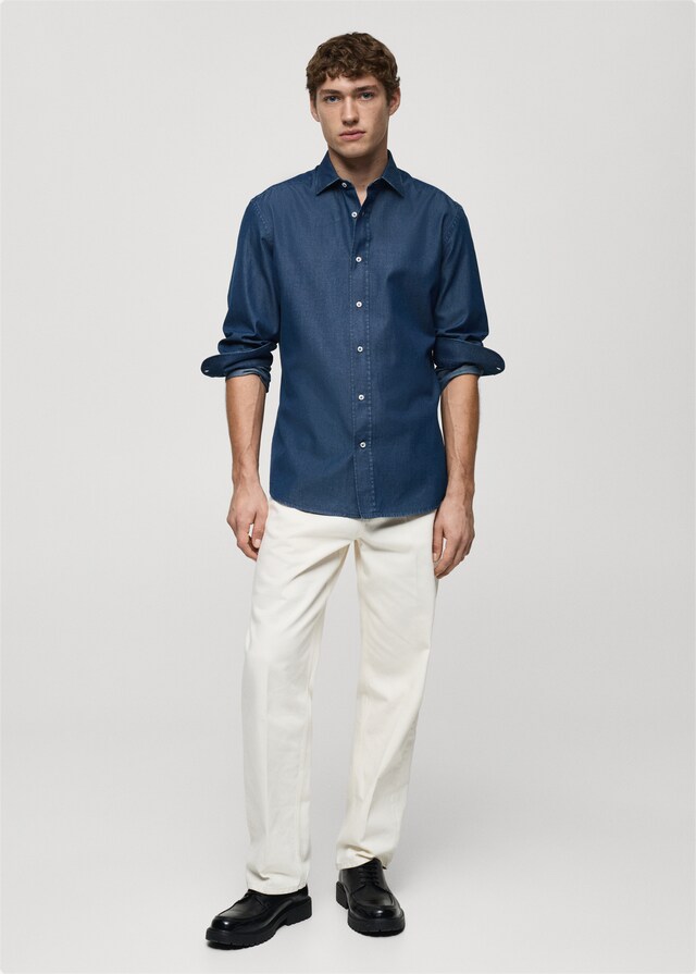 Mango Camicia Slim Fit Cotone Chambray