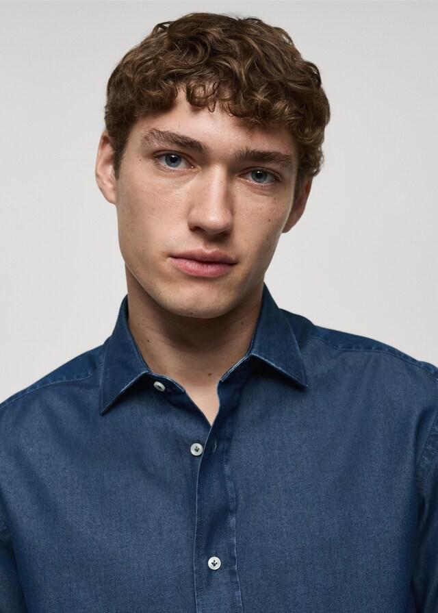 Mango Camicia Slim Fit Cotone Chambray