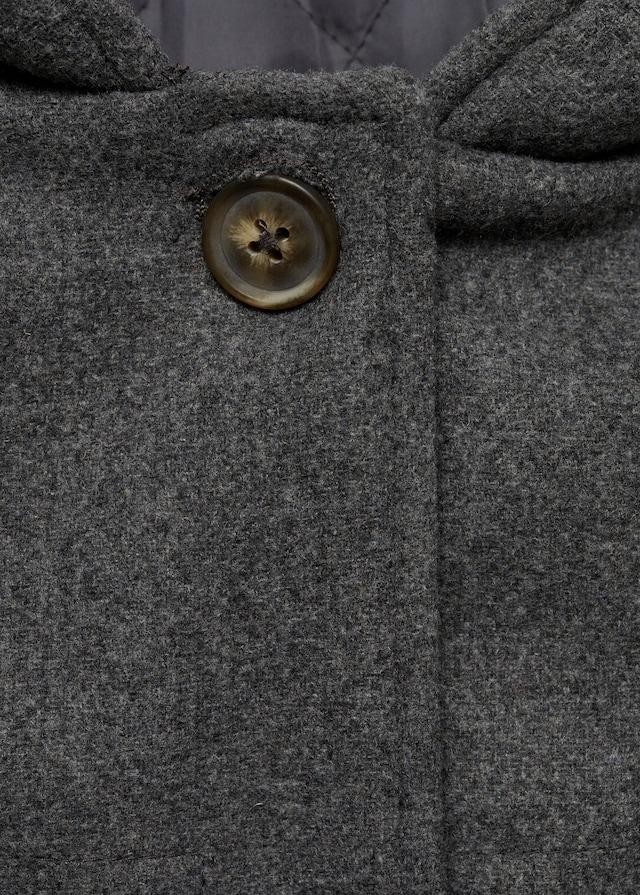 Mango Cappotto Cappuccio Lana Alamari