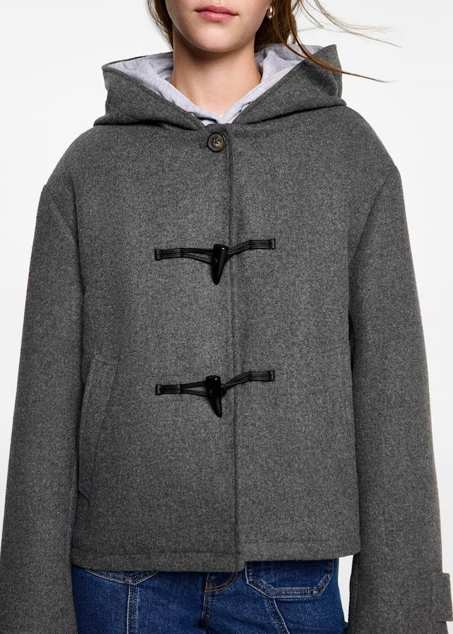 Mango Cappotto Cappuccio Lana Alamari