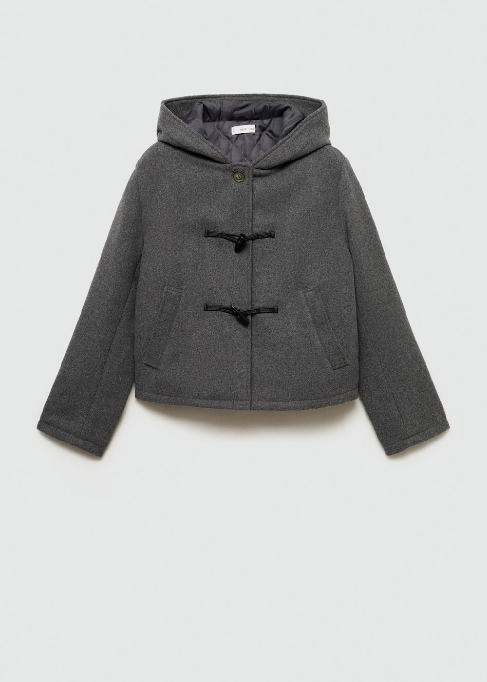 Mango Cappotto cappuccio lana alamari