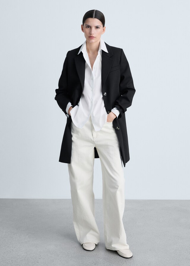 Mango Cappotto Midi Cotone Bottoni