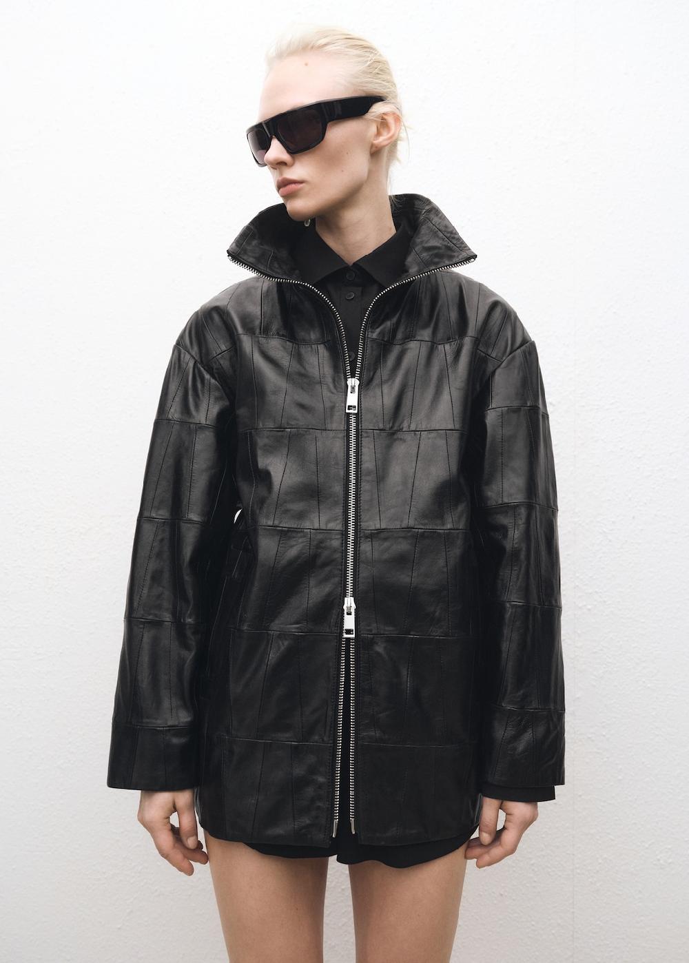 Mango Cappotto oversize pelle patchwork