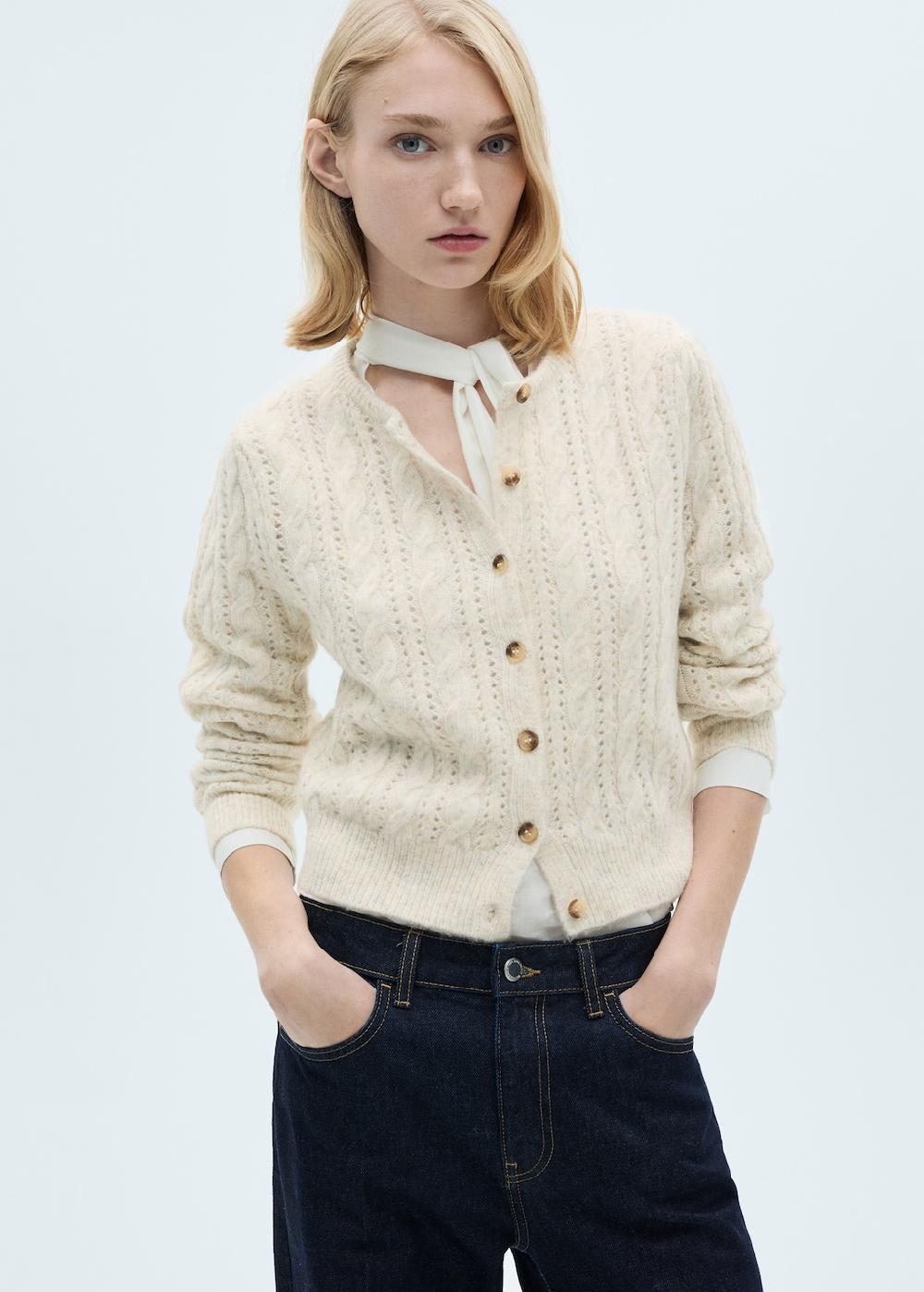 Mango Cardigan intrecciato dettagli traforati