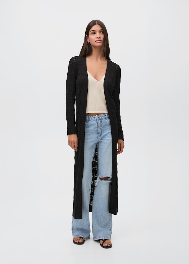 Mango Cardigan Lunghezza Maglia Traforata