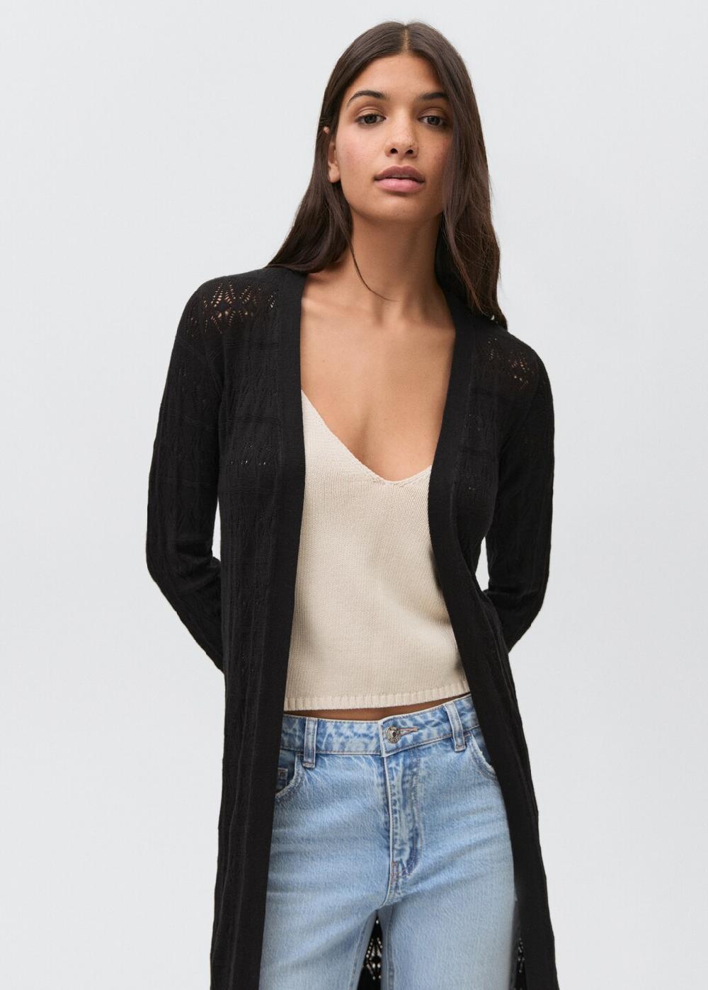 Mango Cardigan lunghezza maglia traforata