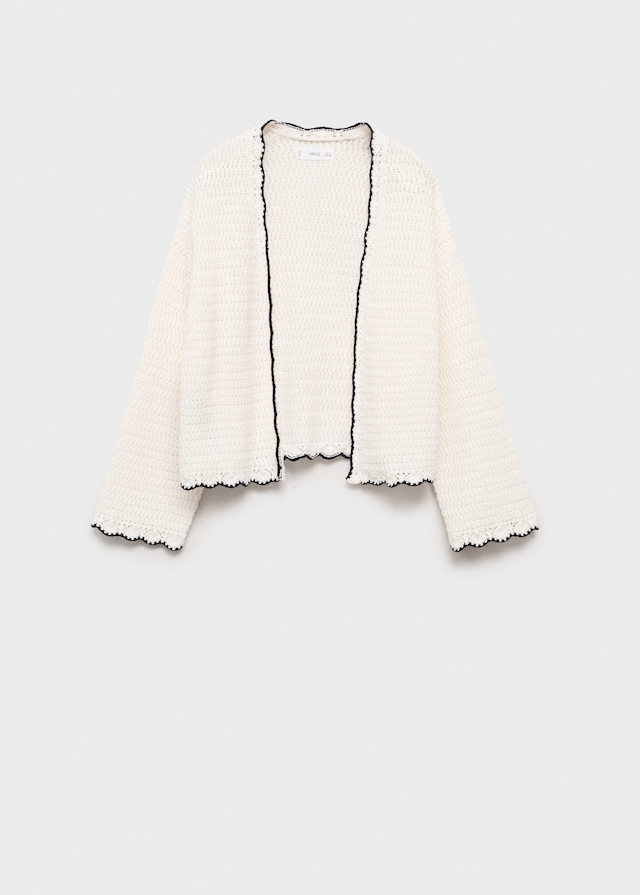 Mango Cardigan Maglia Bordi Contrasto