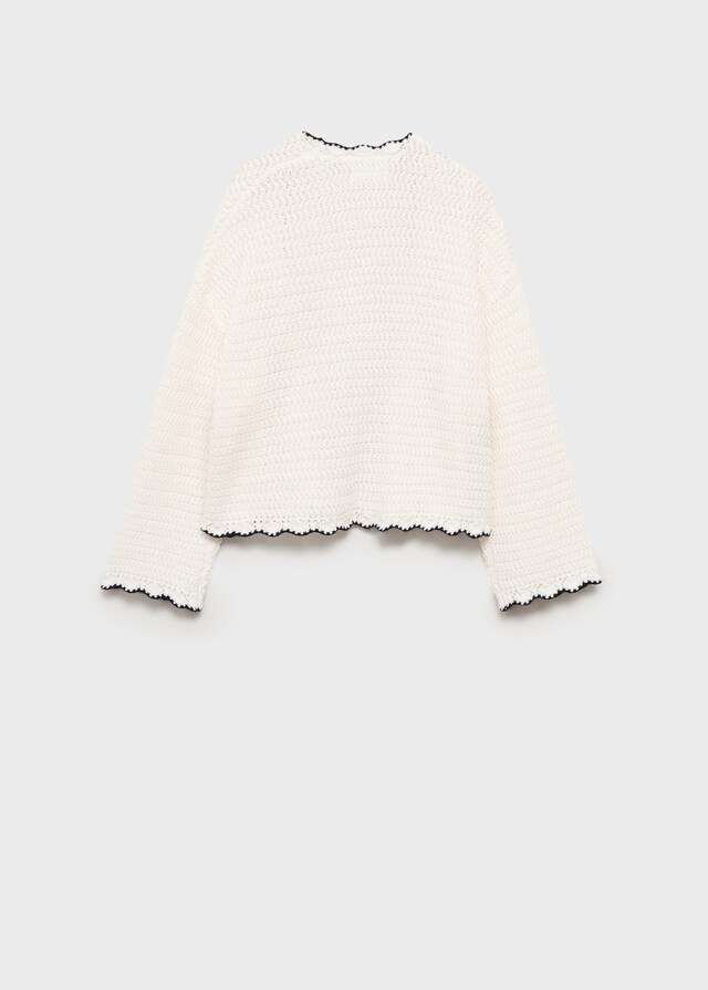 Mango Cardigan Maglia Bordi Contrasto