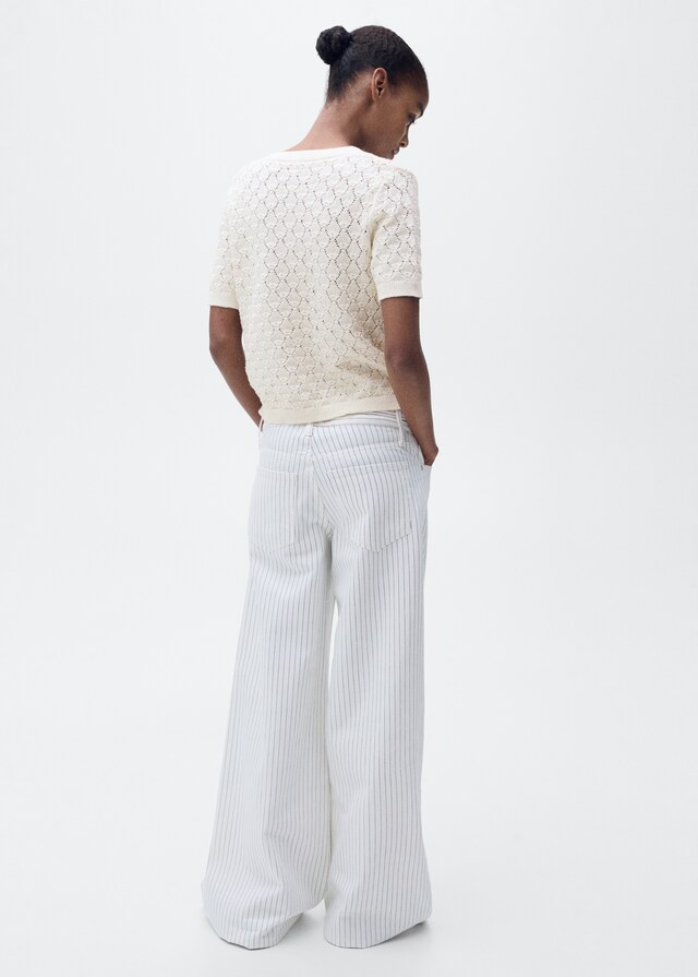 Mango Cardigan Maglia Traforata Maniche Corte