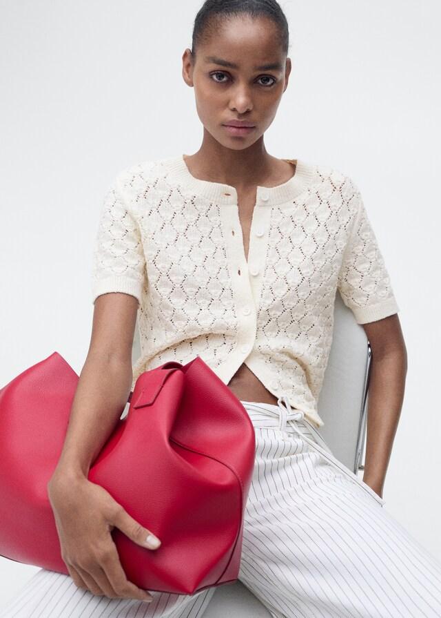 Mango Cardigan Maglia Traforata Maniche Corte