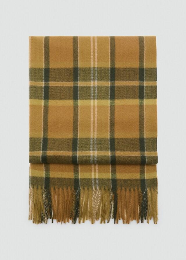 Mango Check Scarf With Fringed Ends