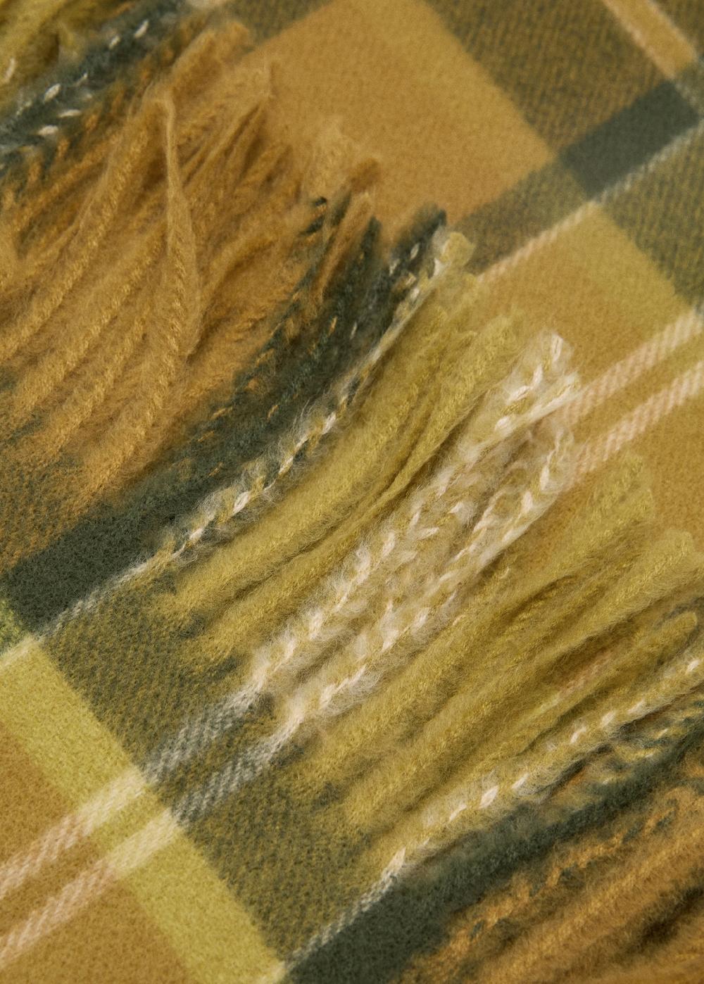 Mango Check scarf with fringed ends