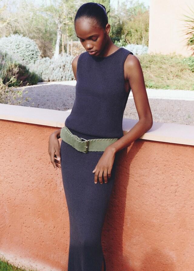 Mango Cintura Pelle Crosta Di Cuoio