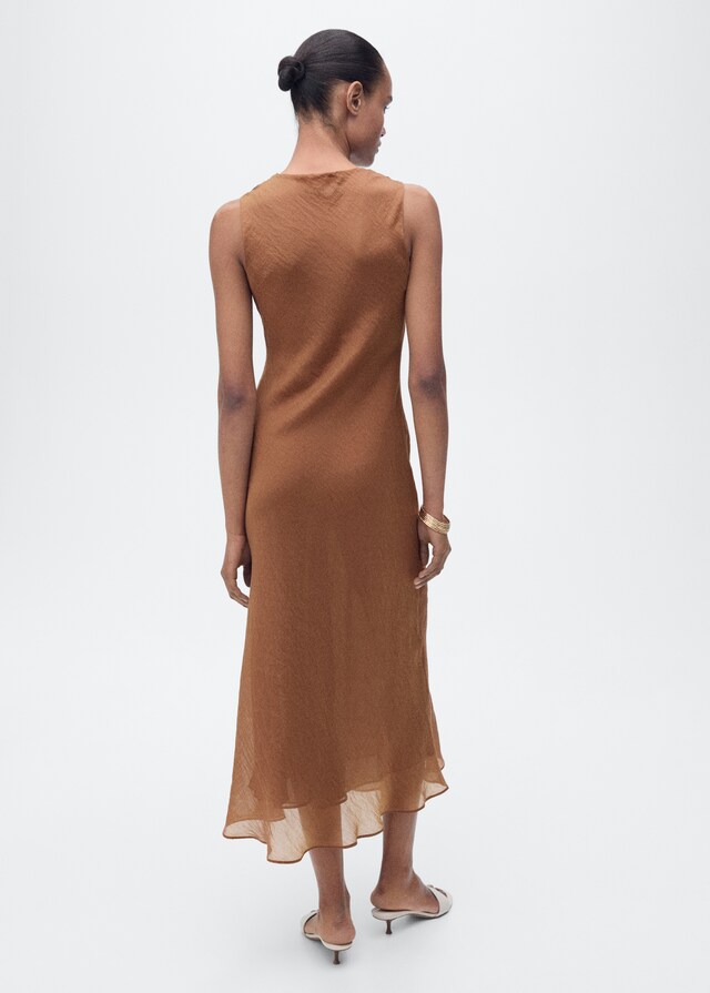 Mango Draped Neck Lyocell Dress