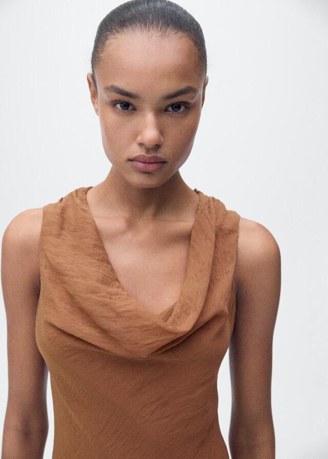 Mango Draped Neck Lyocell Dress