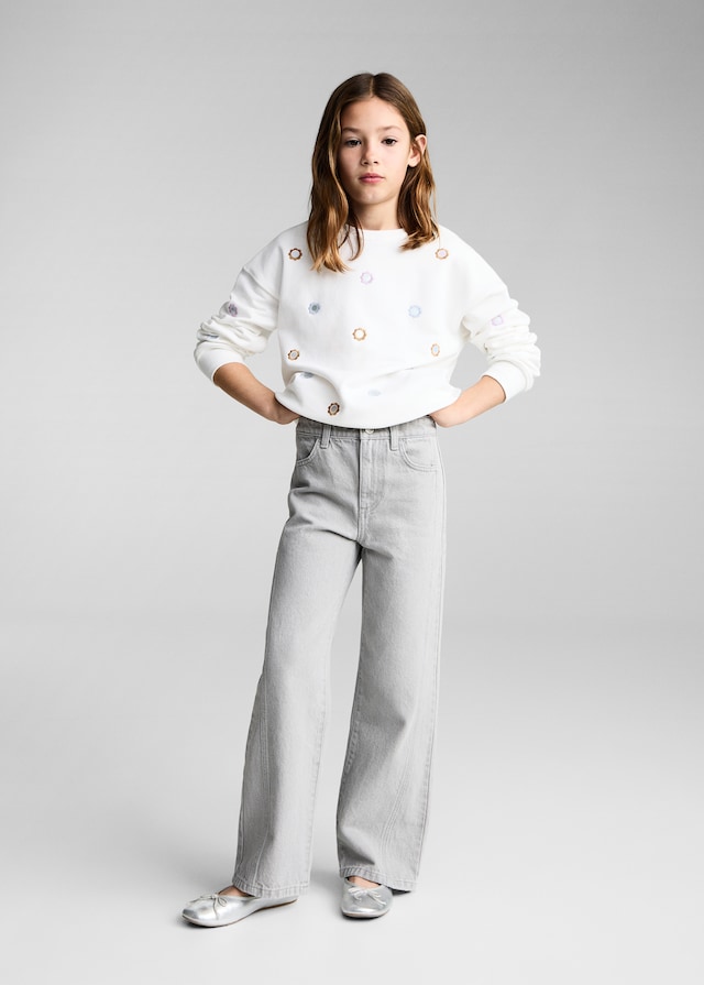 Mango Felpa Applicazioni Fiori