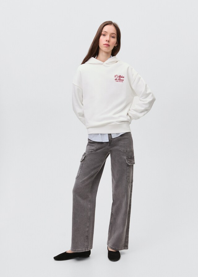 Mango Felpa Cappuccio Messaggio