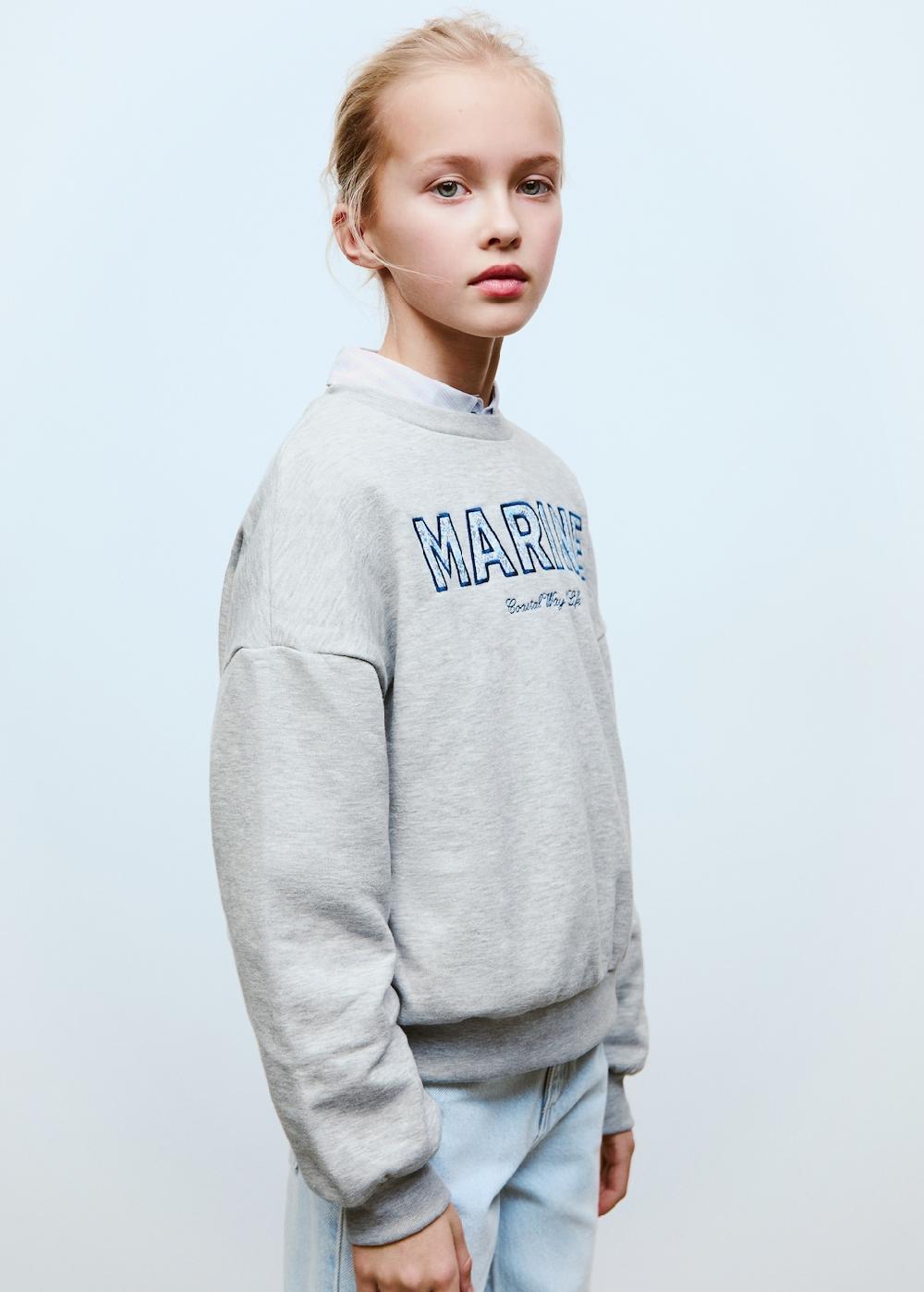 Mango Felpa cotone messaggio ricamato