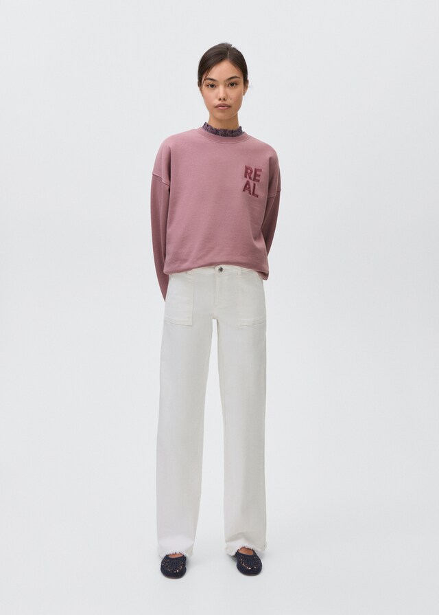 Mango Felpa Messaggio Ricamato