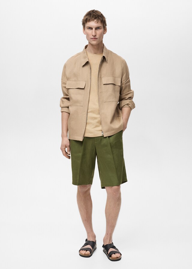 Mango Giacca 100% Lino Tasche