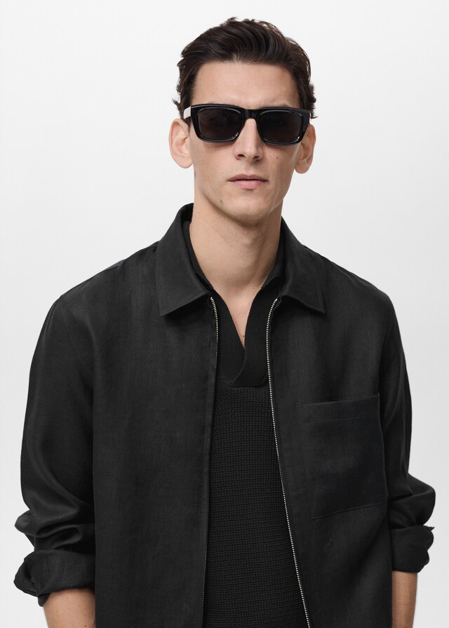 Mango Giacca 100% Lino Zip