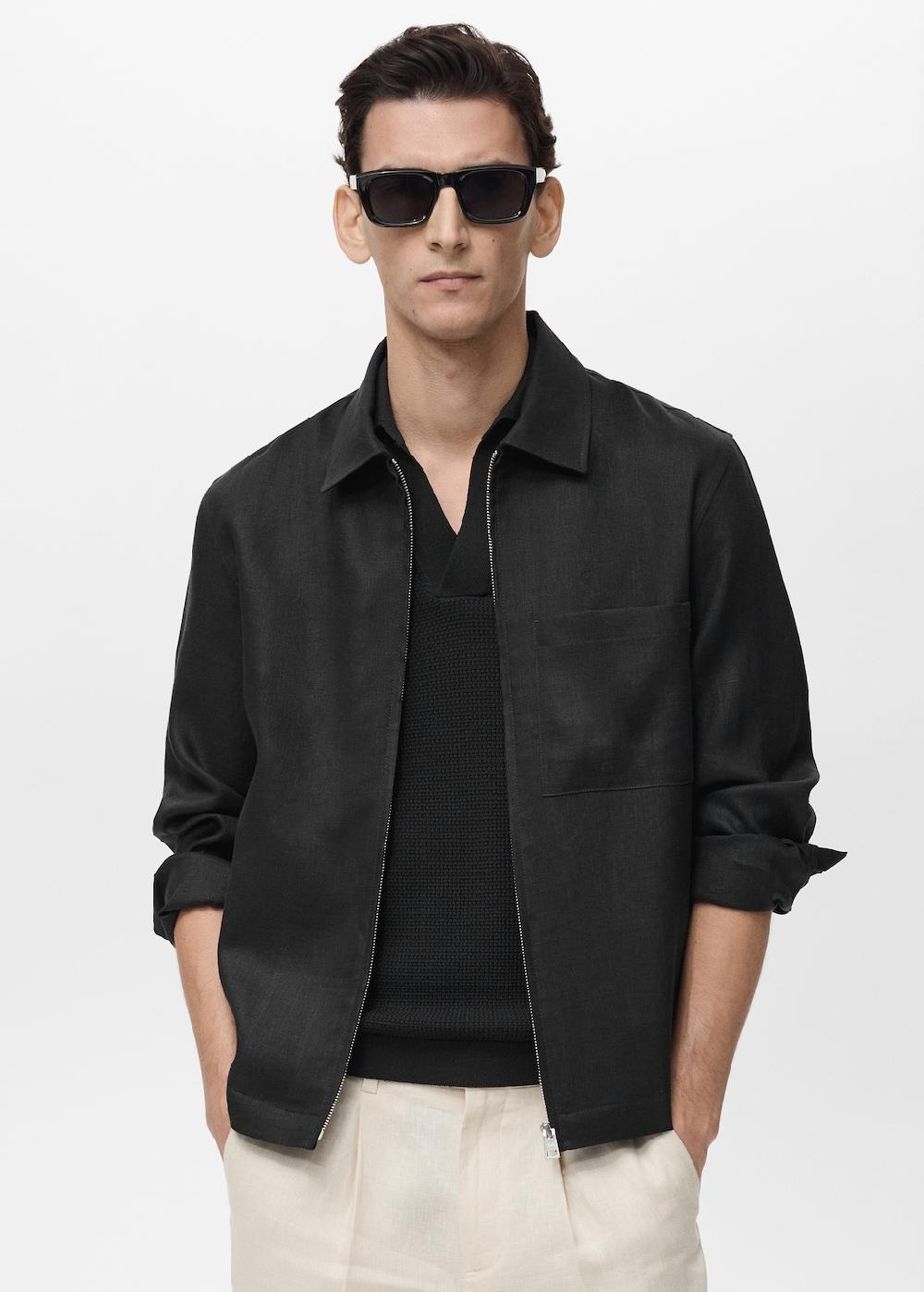 Mango Giacca 100% lino zip